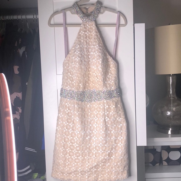 Blush Prom homecoming/prom/formal short lace dress - Picture 1 of 5